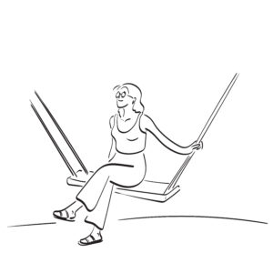 Frau auf Schaukel, nutze ich für das erste Logo der Webseite Janina schreibt.